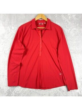 Foray Golf Long Sleeve Performance Polo Shirt Bright Red Women's XL Stretch Tech